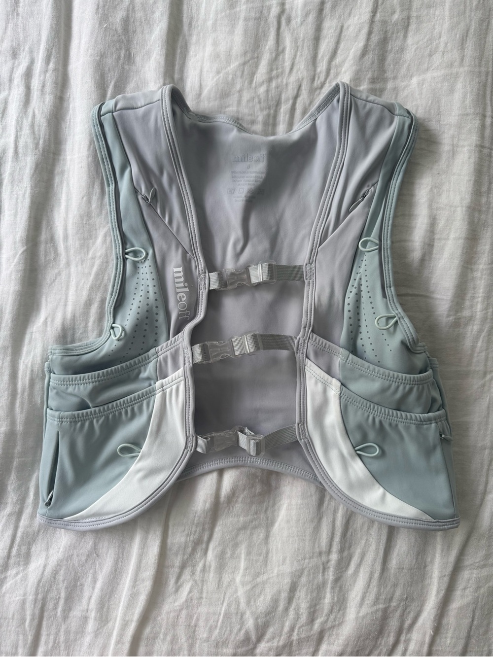 Mileoff Women’s Light Blue and Gray Running Vest with Storage